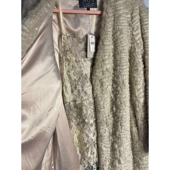 Anthropologie Noemie faux Fur Jacket Off White Color NWT SZ 1X - Picture 11 of 13